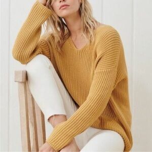Jenni kayne cotton cabin sweater in mustard